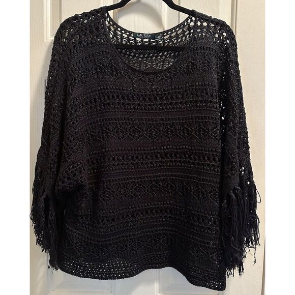 Ralph‎ Lauren Women´s Loose Knit Black Crochet...